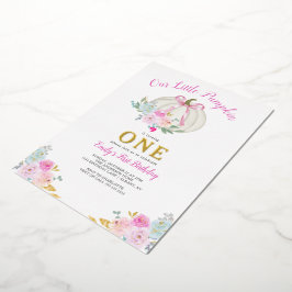 リトルカボキンピンクボウガールズ1st誕生日金ゴールド 箔招待状