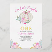 リトルカボキンピンクボウガールズ1st誕生日金ゴールド 箔招待状 (正面)