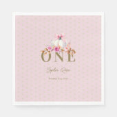 リトルカボキンピンクボウバラドット1st誕生日 スタンダードランチョンナプキン (正面)