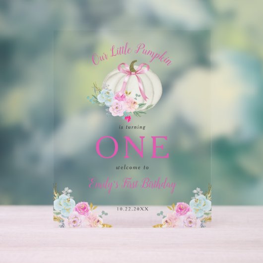 リトルカボキンピンクボウ女の子1st誕生日へようこそ アクリルサイン (ニュートラル)