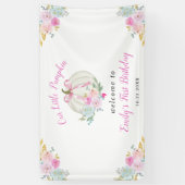 リトルカボキンピンクボウ女の子1st誕生日へようこそ 横断幕 (縦)