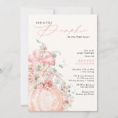 リトルカボキンピンクボウ秋10月ベビーシャワー 招待状 (正面)