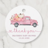 リトルカボキンピンク秋のベビーシャワーメッセージカード フェイバータグ (正面)