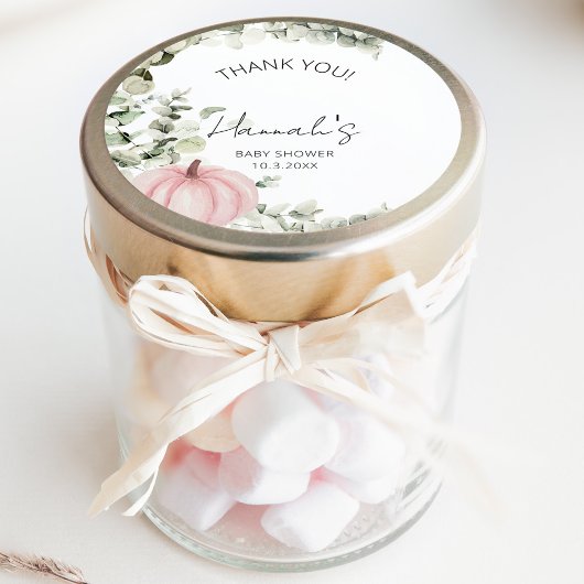 リトルカボキンピンク赤ちゃんシャワーありがとう ラウンドシール