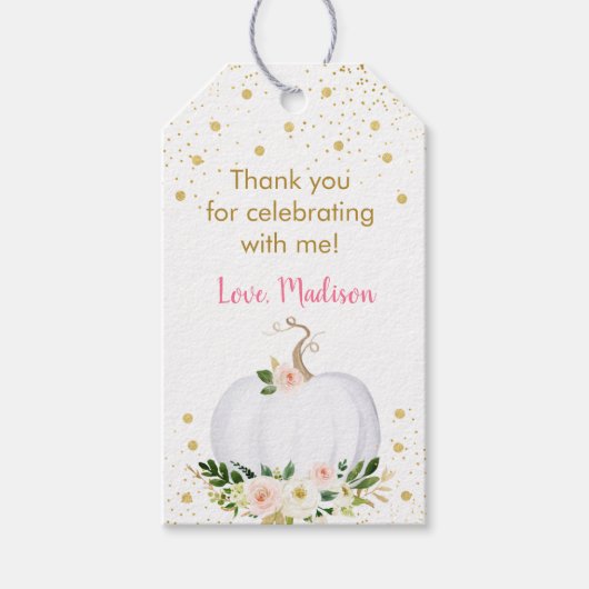 リトルカボキンピンク金ゴールド誕生日 ギフトタグ (正面)