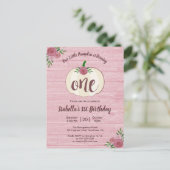 リトルカボキンピンク1st誕生日パーティの招待状 ポストカード (スタンド正面)