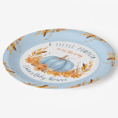 リトルカボキンブルー秋秋の男の子ベビーシャワー ペーパープレート (アングル)