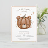 リトルカボキンベア秋ベビーシャワーニュートラル 招待状 (スタンド正面)