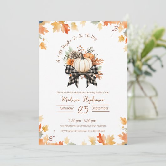 リトルカボキンベビーシャワーフローラ&バッファロープレイド 招待状 (スタンド正面)