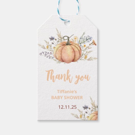 リトルカボキンベビーシャワー招待状 | 秋テーマ ギフトタグ (正面)