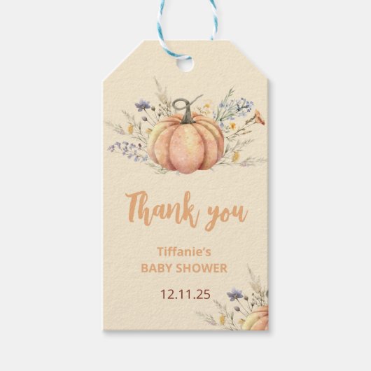 リトルカボキンベビーシャワー招待状 | 秋テーマ ギフトタグ (正面)