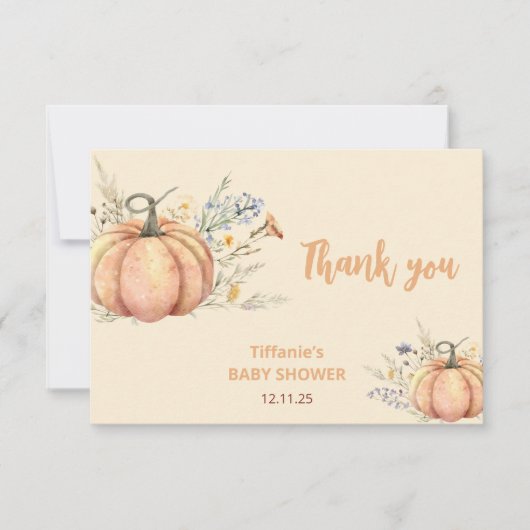 リトルカボキンベビーシャワー招待状 | 秋テーマ サンキューカード (正面)