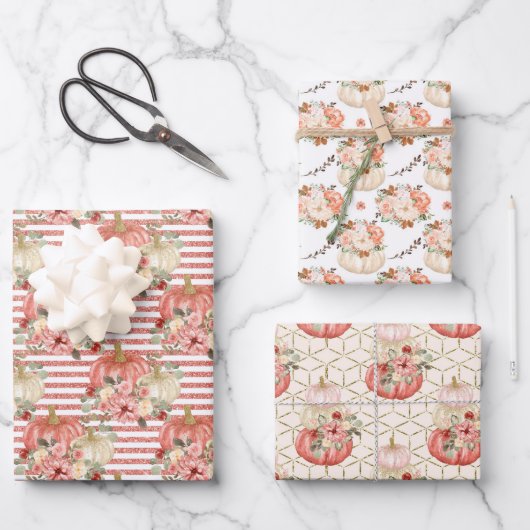 リトルカボキンベビーブシャワー誕生日ガールパーティー ラッピングペーパーシート (正面)