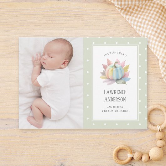 リトルカボキンライトセージグリーン2フォト誕生 案内状