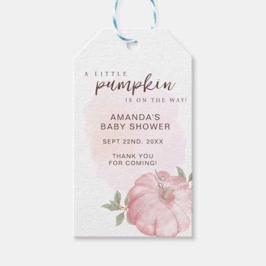 リトルカボチャありがとう秋の秋赤ちゃんシャワー ギフトタグ (正面)