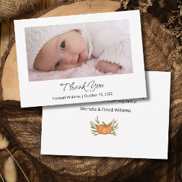 リトルカボチャかわいいベビー写真秋シャワー サンキューカード