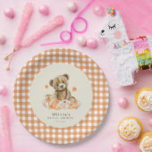 リトルカボチャかわいい秋テディベア赤ちゃんシャワー ペーパープレート (パーティー)