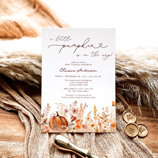 リトルカボチャが牧草地の赤ちゃんシャワーに行く 招待状