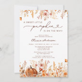 リトルカボチャが途中にあるフローラ赤ちゃんシャワー 招待状 (正面)