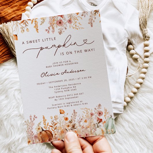 リトルカボチャが途中にあるフローラ赤ちゃんシャワー 招待状