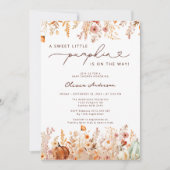 リトルカボチャが途中にあるフローラ赤ちゃんシャワー 招待状 (正面)