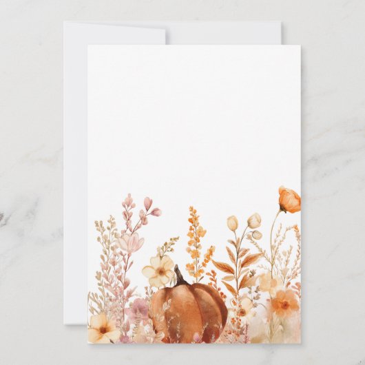 リトルカボチャが途中にあるフローラ赤ちゃんシャワー 招待状 (裏面)