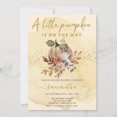 リトルカボチャが途中にある秋ベビーシャワー 招待状 (正面)