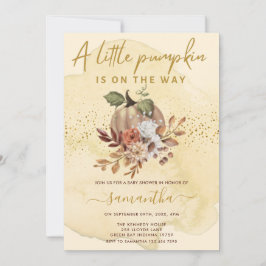 リトルカボチャが途中にある秋ベビーシャワー 招待状