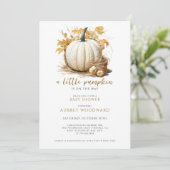 リトルカボチャが途中にある秋ベビーシャワー 招待状 (スタンド正面)