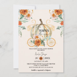 リトルカボチャが途中にある秋ベビーシャワー 招待状