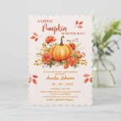 リトルカボチャが途中にある秋ベビーシャワー 招待状 (スタンド正面)