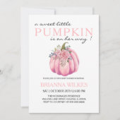 リトルカボチャが途中ピンクの女の子の赤ちゃんシャワー 招待状 (正面)