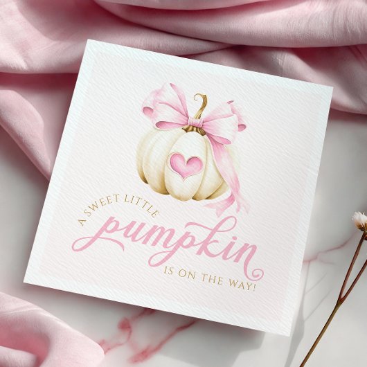 リトルカボチャが途中ピンクの赤ちゃんシャワーナップ スタンダードカクテルナプキン