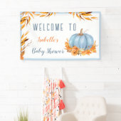 リトルカボチャが途中ブルーウェルカムバナー 横断幕 (インサイチュ)