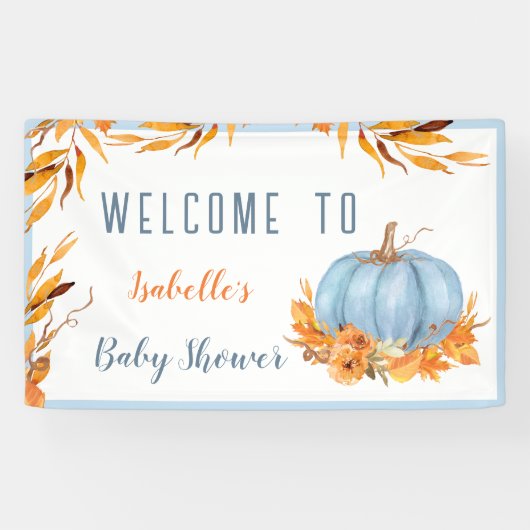 リトルカボチャが途中ブルーウェルカムバナー 横断幕 (横)