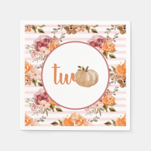 リトルカボチャのナプキン私たちのリトルカボチャは2である スタンダードカクテルナプキン (正面)