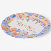 リトルカボチャのパッチ性別がブルーピーチを明かす ペーパープレート (アングル)