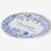 リトルカボチャのパッチ男の子シャワーブルーラベンダー ペーパープレート (アングル)