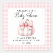 リトルカボチャのピンクのギンガム スクエアシール (正面)