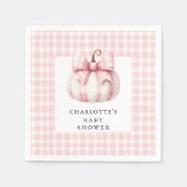 リトルカボチャのピンクのギンガム スタンダードカクテルナプキン (正面)