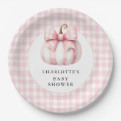 リトルカボチャのピンクのギンガム ペーパープレート (正面)