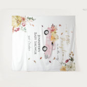 リトルカボチャのピンクのトラック赤ちゃんシャワー背景 タペストリー (正面(横))