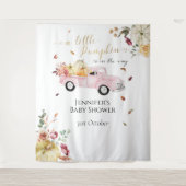 リトルカボチャのピンクのトラック赤ちゃんシャワー背景 タペストリー (正面)