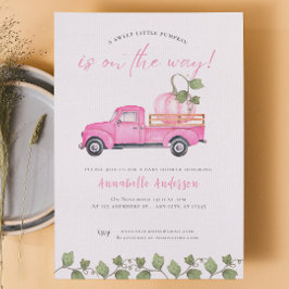 リトルカボチャのピンクの水の色ガールベビーシャワー 招待状