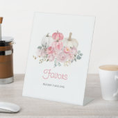 リトルカボチャのピンクの赤ちゃんシャワーの好意 台座サイン (インサイチュ)