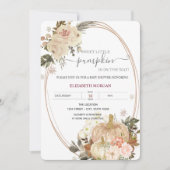 リトルカボチャのフレーム花ウッドベビーシャワー 招待状 (正面)