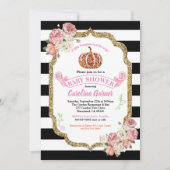 リトルカボチャのベビーガールシャワー招待ピンク 招待状 (正面)