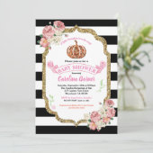 リトルカボチャのベビーガールシャワー招待ピンク 招待状 (スタンド正面)