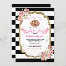 リトルカボチャのベビーガールシャワー招待ピンク 招待状