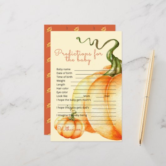 リトルカボチャのベビー予測とアドバイス。 (正面/裏面インサイチュ)